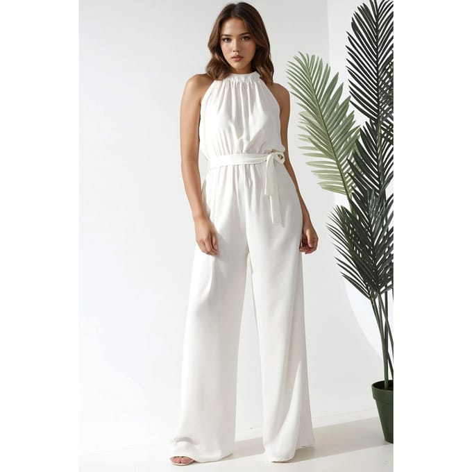Brede Been Halter Nek Jumpsuit