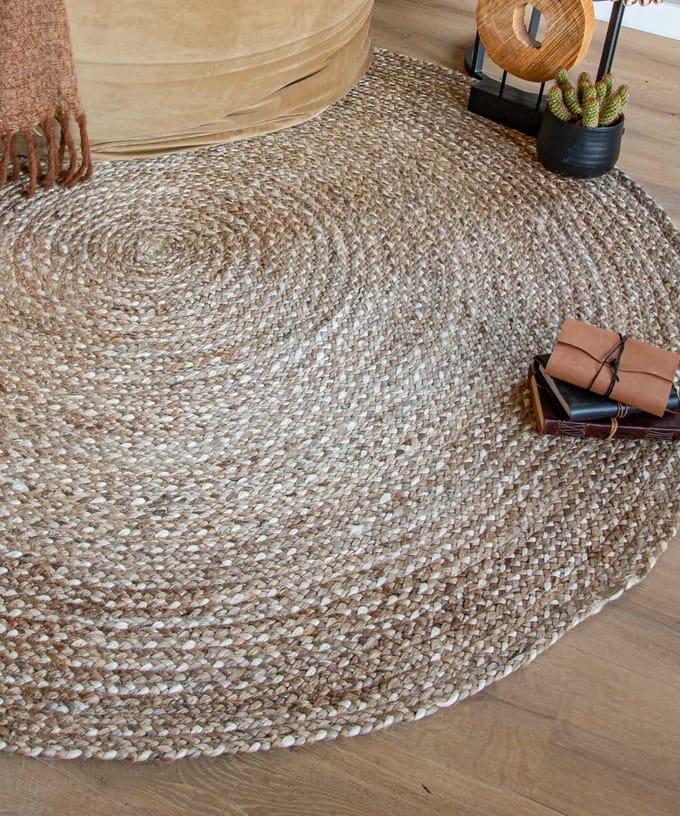 Jute vloerkleed rond - Braided naturel 200