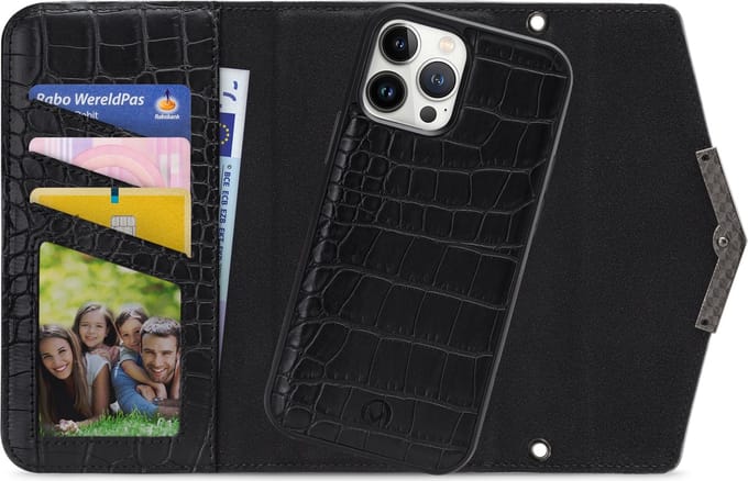 iPhone 13 Pro Max Clutch Case hoesje - Mobilize - Croco Zwart - Kunstleer
