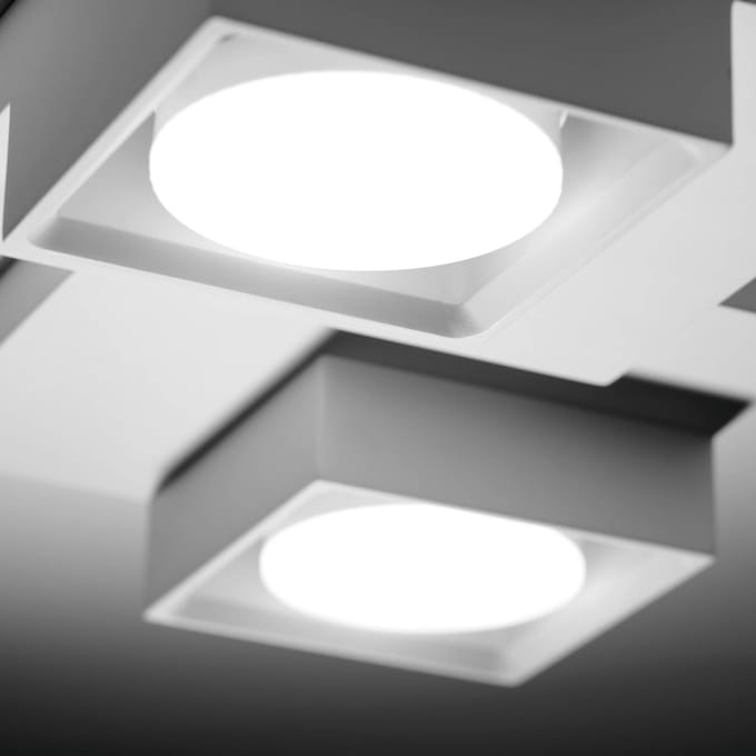TECNICO by Sforzin Sibari plafondlamp, wit, gips, 29 cm lang, 2-lamps, GX53