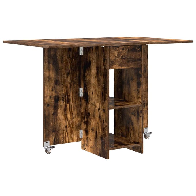 vidaXL - Eettafel - 115 - x - 70 - x - 75 - cm - Bewerkt - hout - Gerookt - eiken