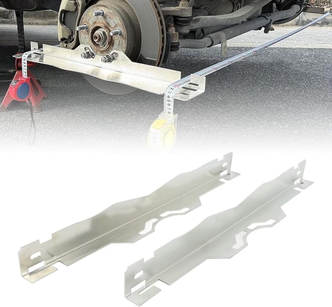 Robust Track Alignment Tool Plates - RVS Precisie Wheel Alignment Metingen - Wheel Alignment Tool met Hanging Holes voor Auto - Truck - SUV (Silver)