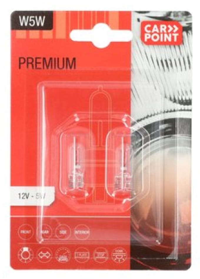 Carpoint Premium Autolampen W5W 12V – Helder Licht – Lange Levensduur – Set van 2