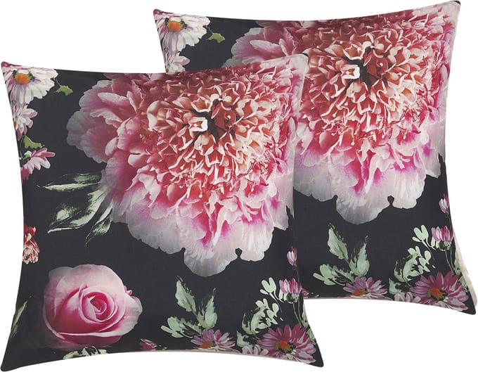 HEDERA - Sierkussen set van 2 - Zwart - 45 x 45 cm - Polyester