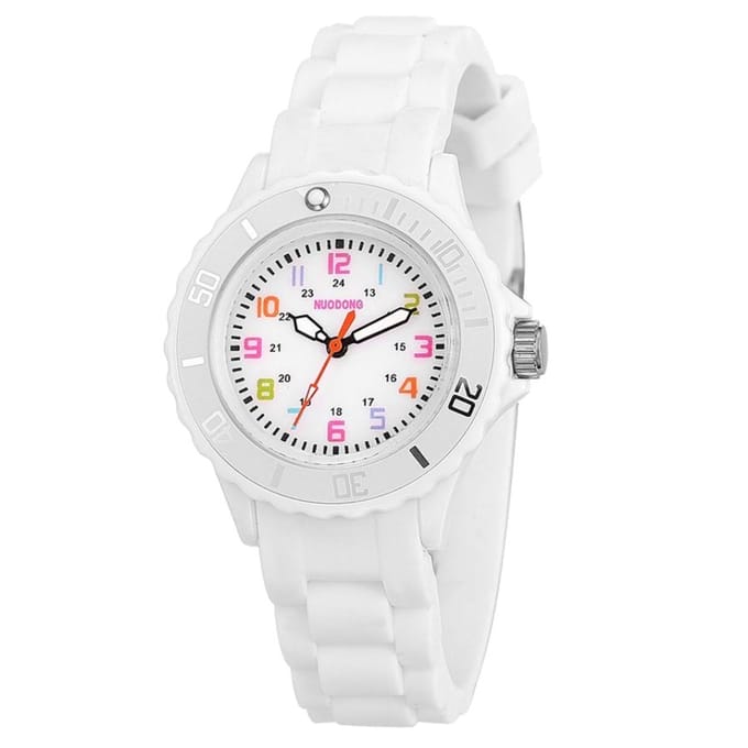 Fako® - Kinderhorloge - Siliconen - Regenboog - Wit