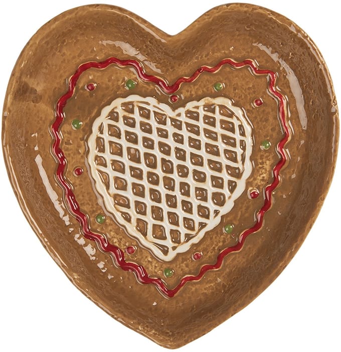 Clayre & Eef Ontbijtbord Hart 17x17x3 cm Bruin Keramiek