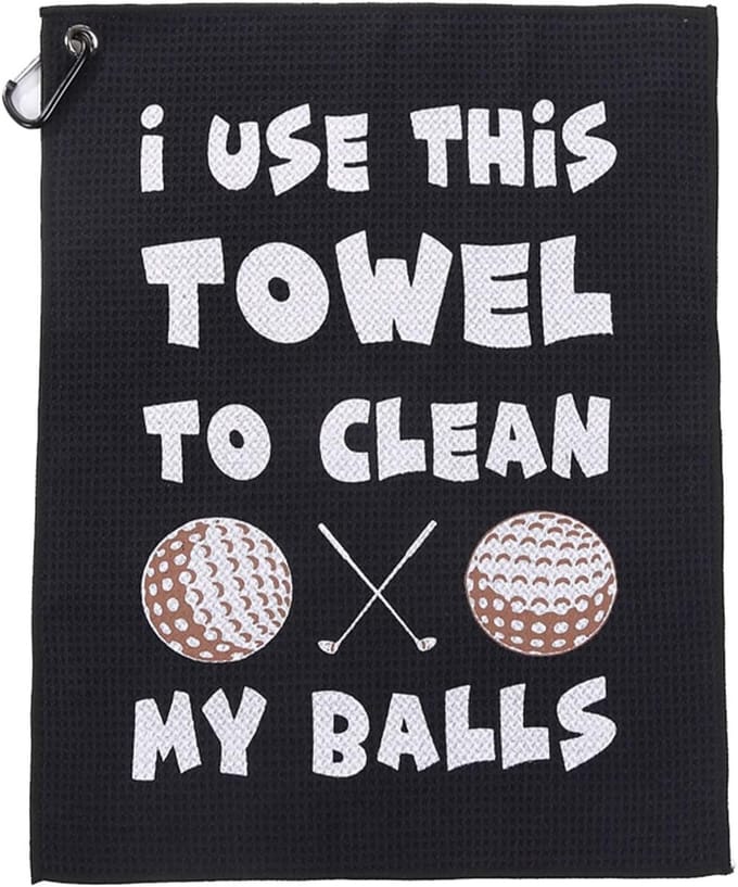 Stripe grappige golfhanddoek Clean My Balls, golf accessoires grappig