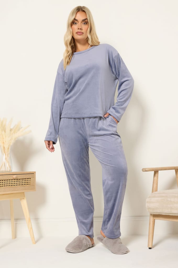 Yours Blue Super Luxe Pyjamaset Size 42-44