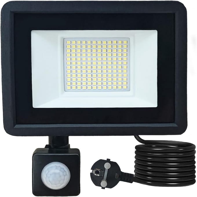 Krachtige LED Buitenlamp met Bewegingssensor en Stopcontact - Waterdicht IP66