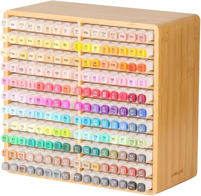Alcohol Markers - Marker-Organizer - Bambus - Ruimte voor 176 Markers - Stabiele Constructie - Voor Kunstenaars