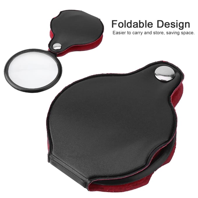 Mini loupe de poche pliable 8X avec étui blanc