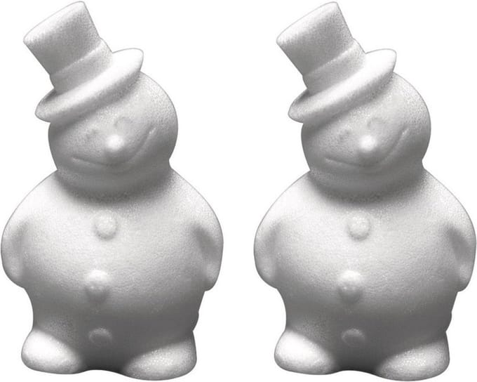 Rayher Hobby Hobby sneeuwpop - 2x stuks - piepschuim - 17 cm - styropor - 3D - sneeuwman figuur