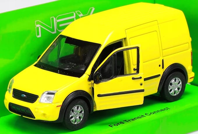 Welly Ford Transit Connect Geel Metaal Model Auto 1:34-1:39