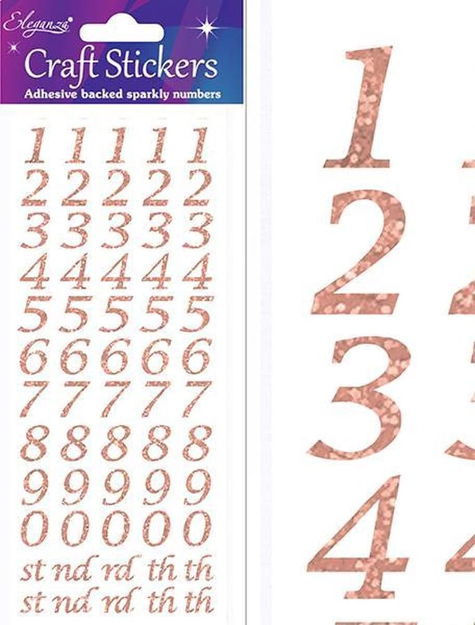 Oaktree - Stickers Cijfers Rose Gold cursief letter (per vel)