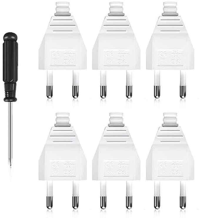 6 Stuks Platte Europese Stekkers met Schroevendraaiers voor Binnengebruik - 220V 2,5A