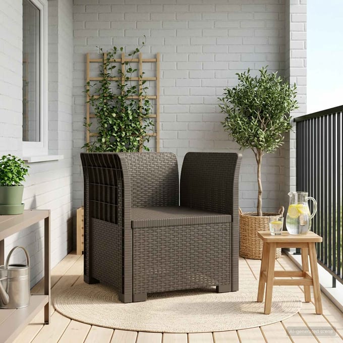 vidaXL - Eén-zits - Fauteuil - Rieten - Look - PP - Lichtgrijs