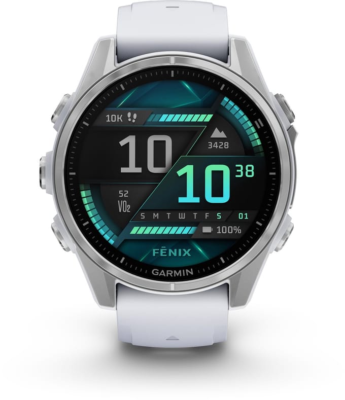 Garmin fenix 8 - Multisport Smartwatch - AMOLED-Scherm - 43mm - Zilverkleurig/Wit