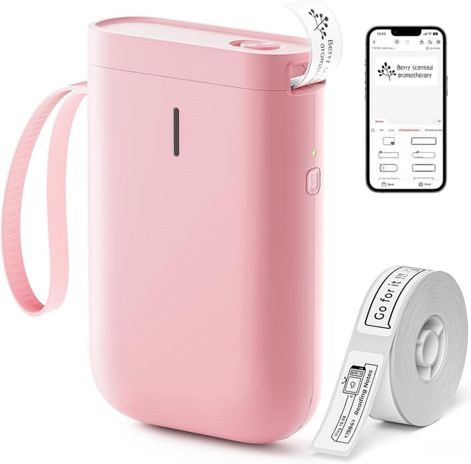 Draadloze Bluetooth labelprinter voor thuis en kantoor - thermisch zonder inkt, mobiel met app voor Android en iOS