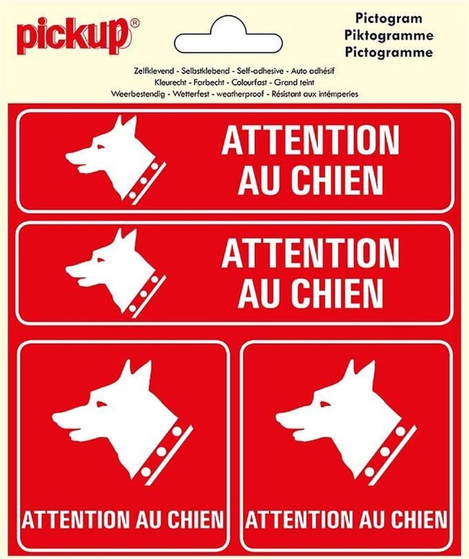 Pickup Pictogram 15x15 cm 4 pcs - Attention au chien