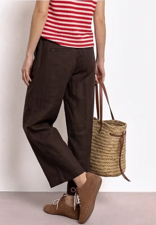 7/8 Wide Legs broek in een Loose Fit van linnen