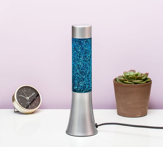 Mini Lavalamp Met Glitters - Zilver/blauw van Fisura