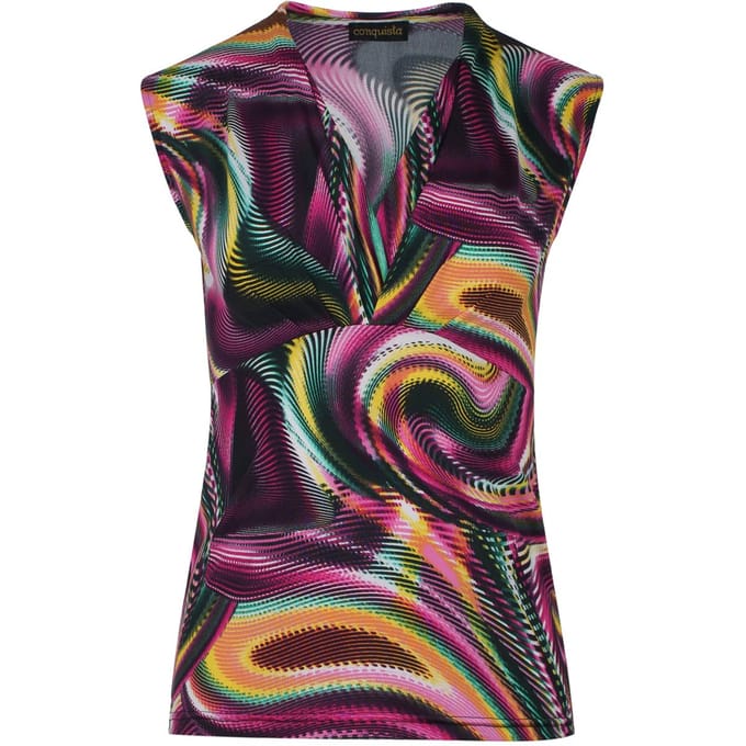 Afdrukken Mulberry mouwloze faux overslagtop
