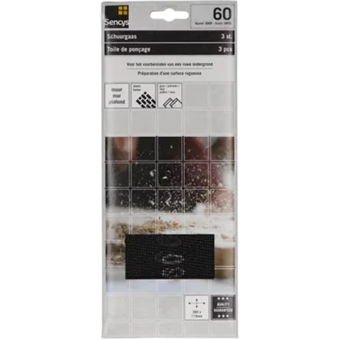Sencys Schuurvel - P60 - Zwart - 115x280mm - 3 Stuks