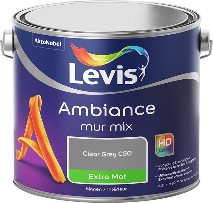 Levis - Ambiance Mur Extra Mat Mix - Clear Grey C50 - Mengverf - 2,5 L