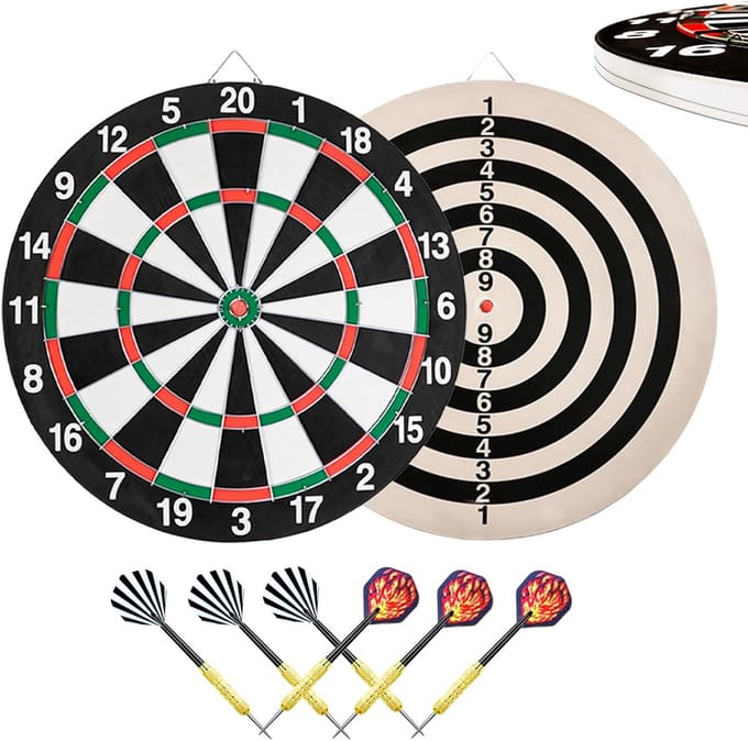 Traditioneel Dubbelzijdig Dartbord 37cm Met 6 Gratis Darts