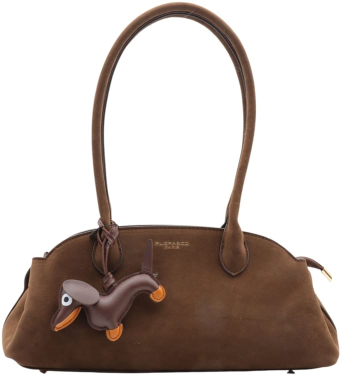 Flora&Co - FIONA - suède look - hobotas/dames handtas - teckel charm - chocolat/bruin
