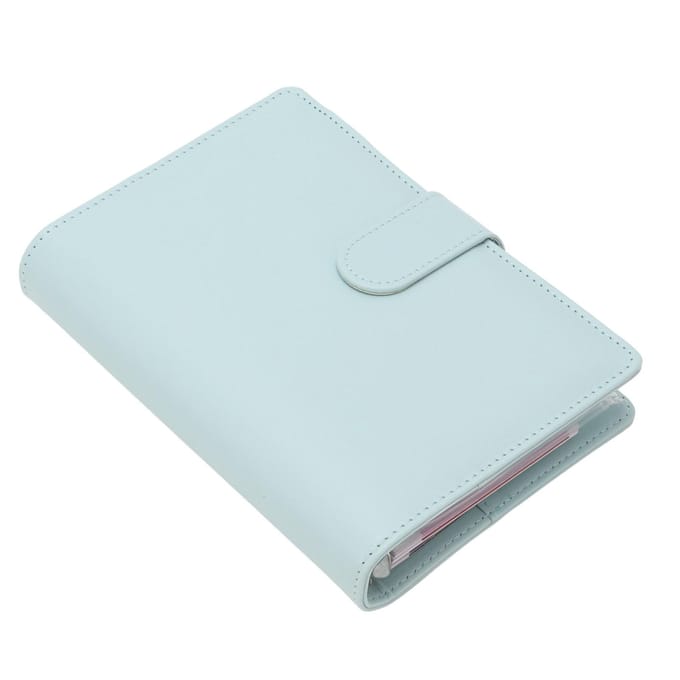 Budgetmap A6 6 Ringen PU Leer Notitieboekmap 12 Stuks Budgetblad 8 Stuks Transparante Rits blauw