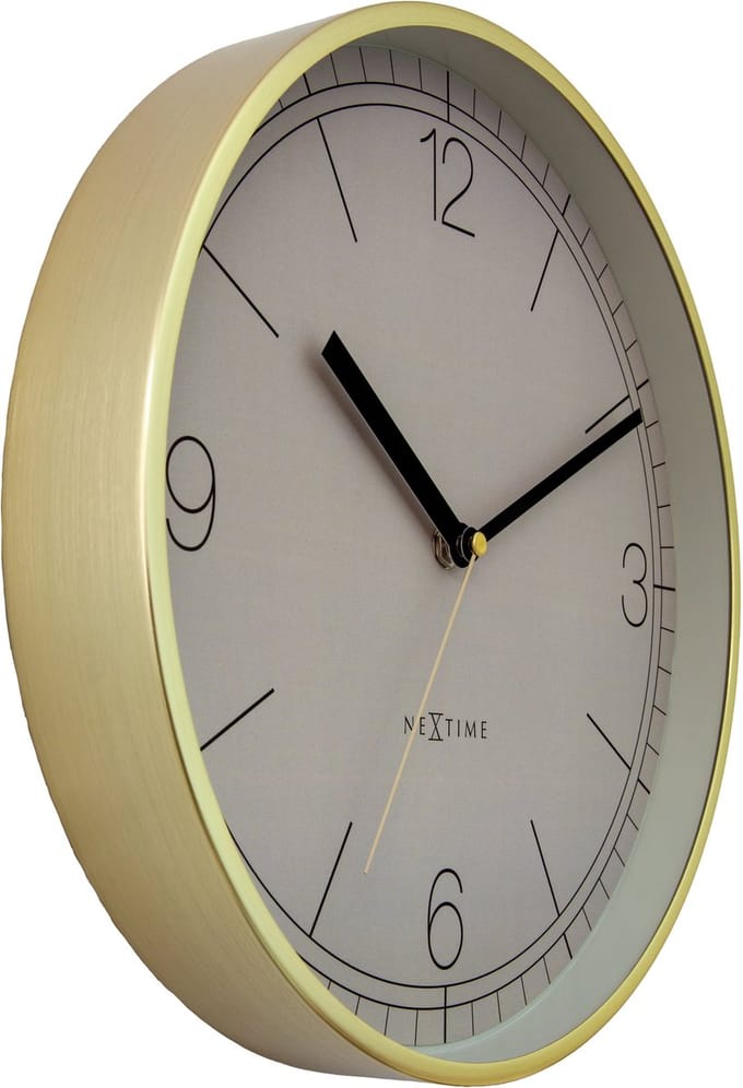 Wandklok 30cm-Silent-Gold/Beige-Aluminium-NeXtime 'Nova'