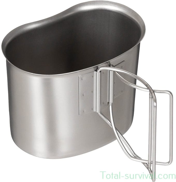 MFH US Canteen Cup, roestvrij staal, opvouwbare handvatten