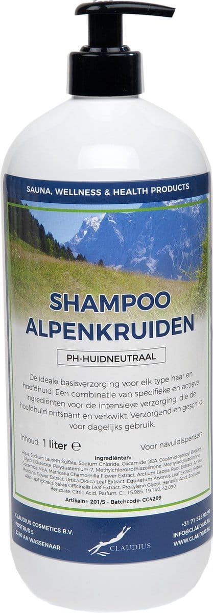 Shampoo Alpenkruiden - 1 liter - met gratis pomp - Haarverzorging
