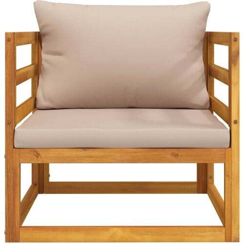 vidaXL - Tuinstoel - met - kussens - massief - acaciahout - taupe