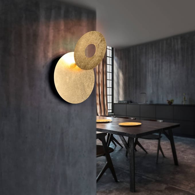 Trio Lighting LED wandlamp Leano, ronde lens, goud, indirect