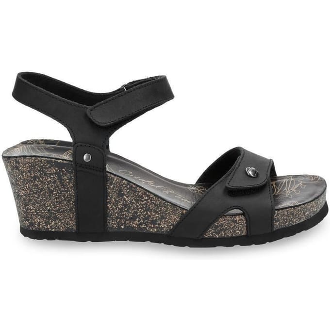 Julia B1 Wedge zwarte leren damessandalen