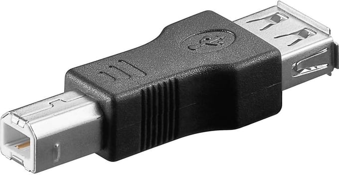 USB-B (m) - USB-A (v) adapter - USB2.0 / zwart