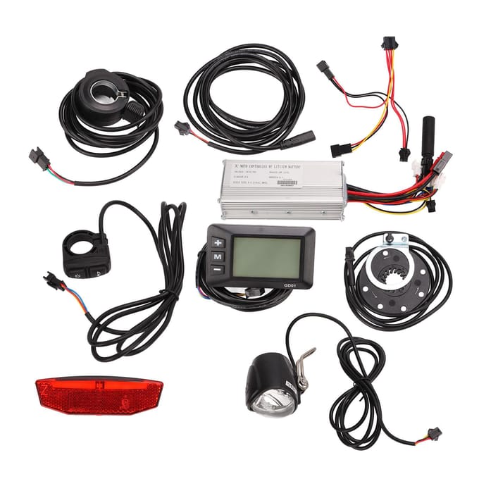 Elektrische Fiets Controller Conversie Kit 25A Controller GD01 LCD Paneel Koplamp Achterlicht Kit voor black