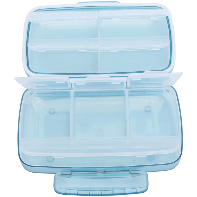 Draagbare Pillen Organizer Doos Container Grote Capaciteit Reizen Vochtbestendig Medicijn Doos Blauw blauw