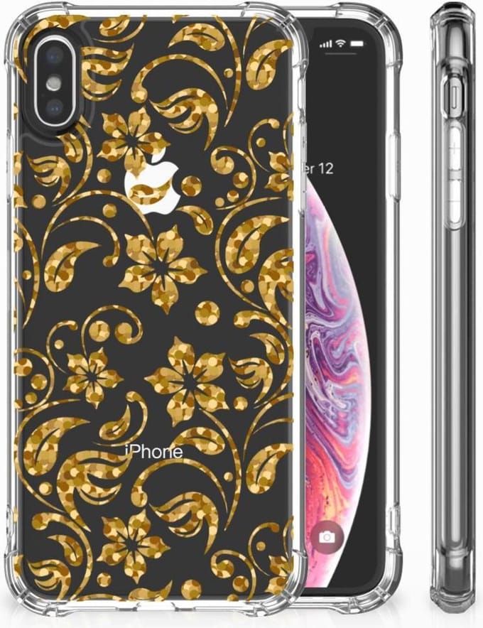 Apple iPhone X | Xs Case Gouden Bloemen