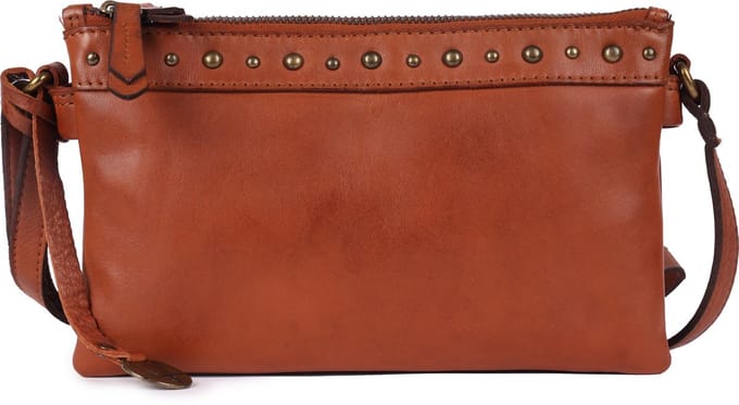 9 inch Dames Crossbody Slingtas van Echt Italiaans Leer met Boho Studs – Premium Kwaliteit & Stijlvol