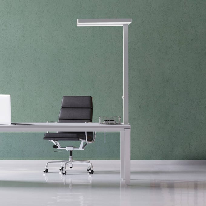 LED tafellamp MAULjaval, wit, 120 cm, dimbaar, klemvoet
