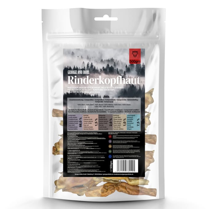 500g George & Bob's rundscalp natuurlijke hondensnacks