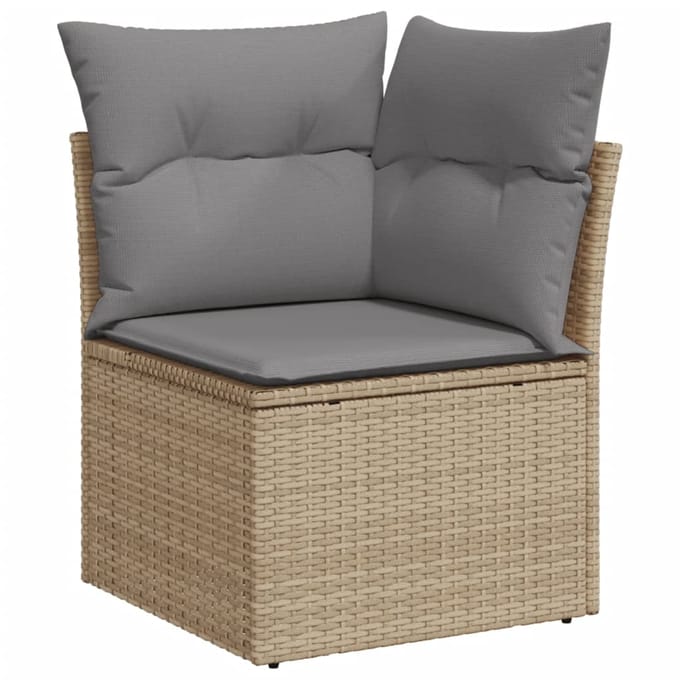 vidaXL - 9-delige - Loungeset - met - kussens - poly - rattan - gemengd - beige
