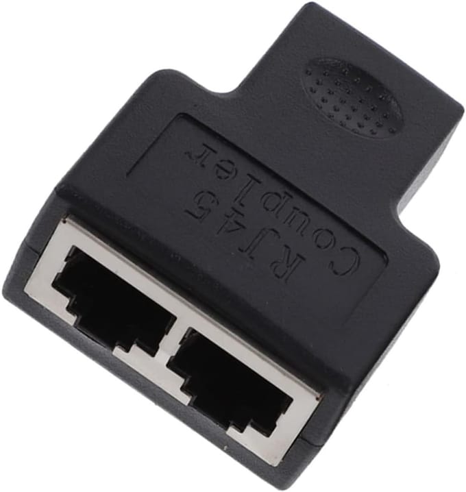 Ethernet Splitter Adapter - Netwerk Connector - Netwerk Delen - 1 naar 2 Poorten - Compact Formaat - Zwart