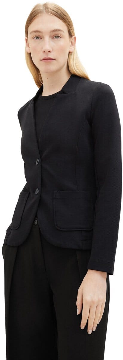 Tom Tailor - Slim fit blazer met ottoman-structuur - Maat XXXL - deep black