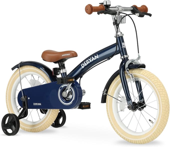 Kinderfiets 3-in-1 - Loopfiets - Leren Fietsen - Verstelbaar Zadel - 14 Inch - Blauw