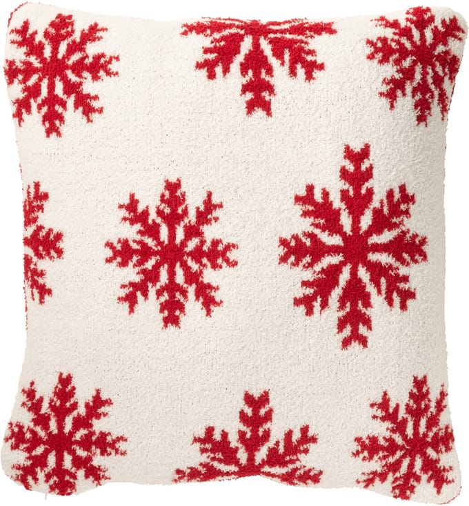 J-Line kussen Sneeuwvlokken - polyresin - rood/wit
