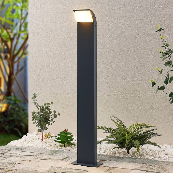 Lucande - LED buitenlamp - 1licht - Aluminium, polycarbonaat - H: 80 cm - antraciet, wit - Inclusief lichtbron